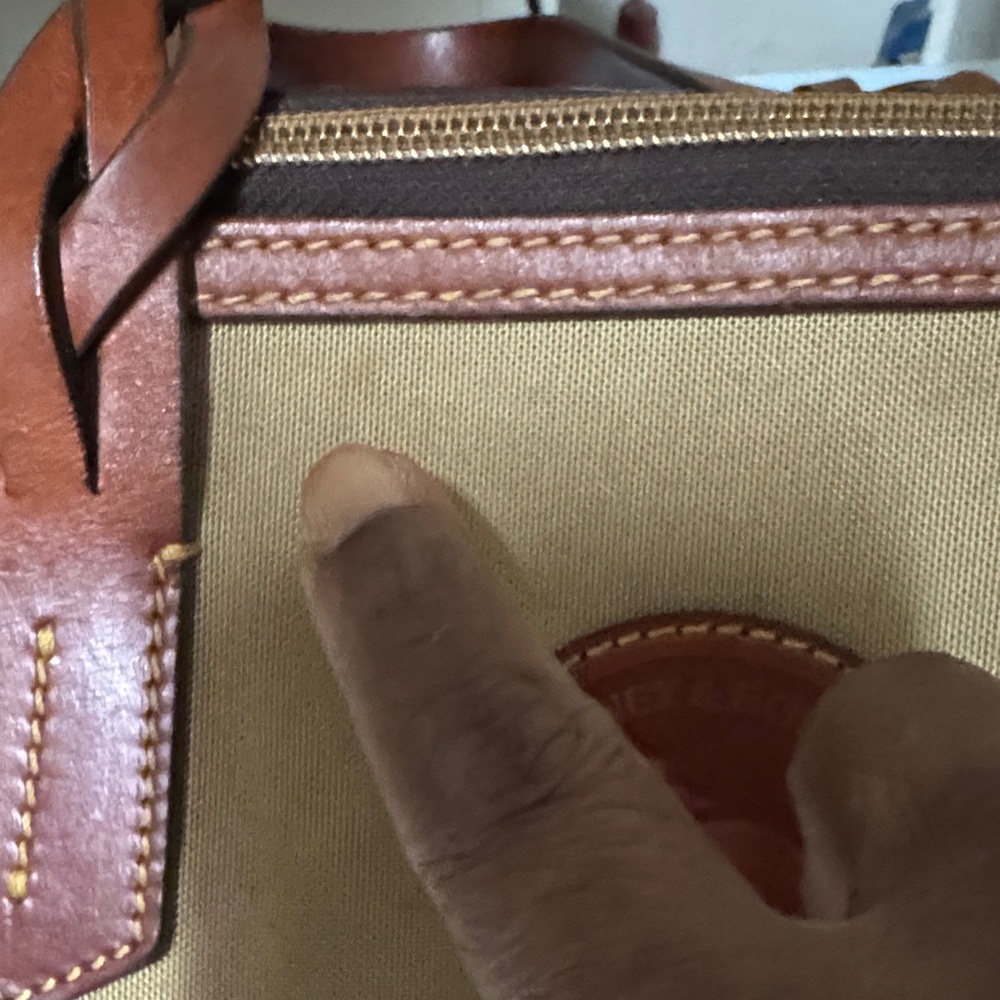 Dooney & Bourke Tan Canvas Satchel with Brown Leather Accents - Picture 2 of 9